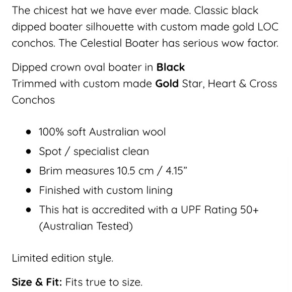 ISO Celestial Boater by Lack of Color size Large - Picture 3 of 3